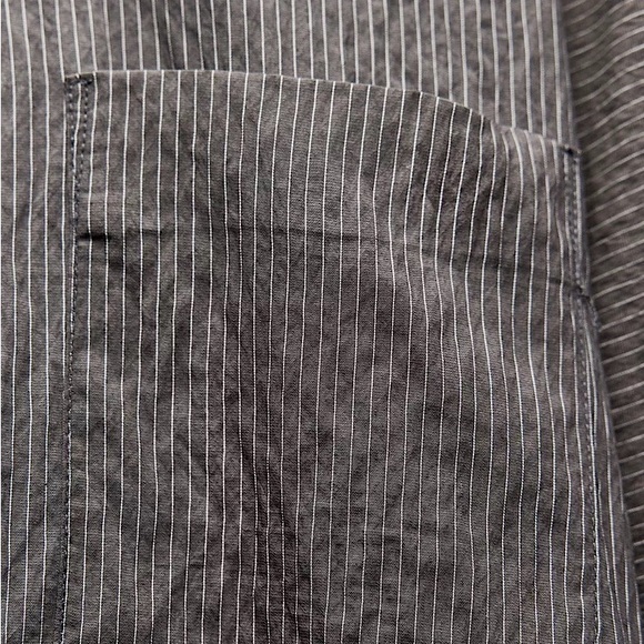 ZARA ZW COLLECTION STRIPED BUTTON DOWN SHIRT POCKET MODAL EDGY CAREER Gray L - Picture 4 of 12